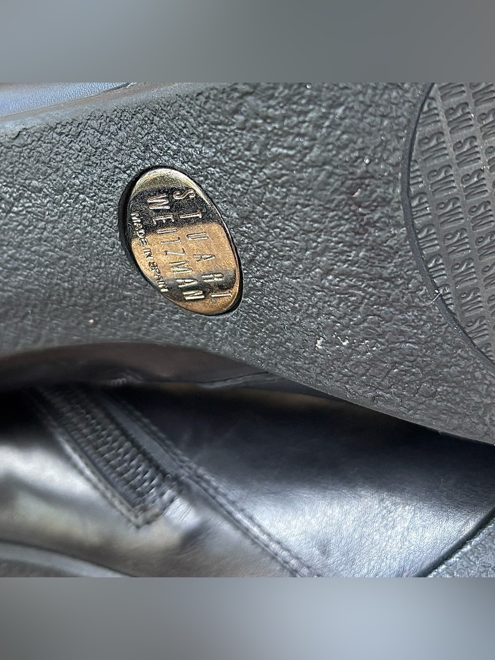 STUART WEITZMAN Black Leather & Crepe Zip Platform Ankle Boots - Picture 13 of 13